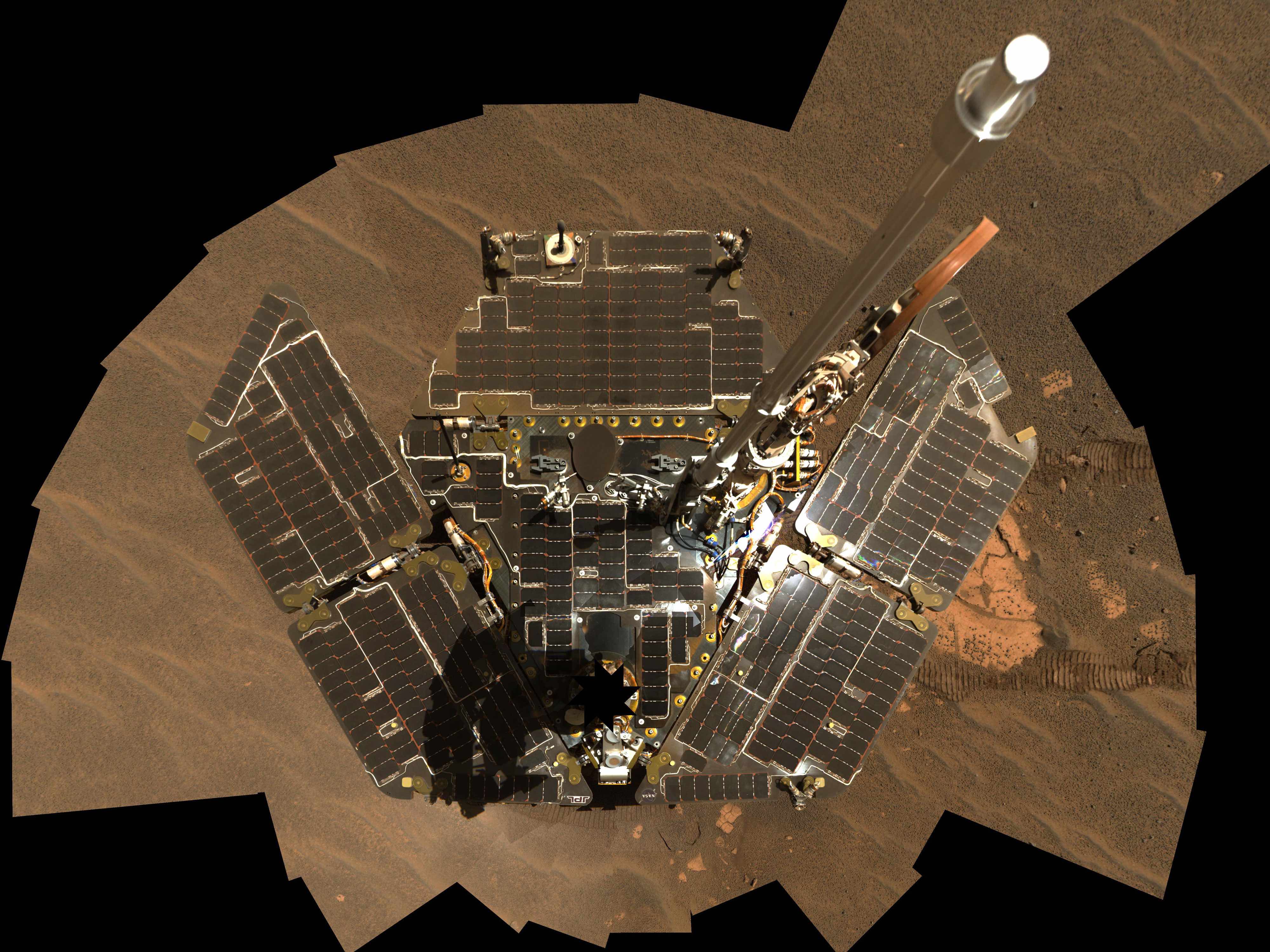 a self-portrait of the NASA Mars Rover Oppertunity 'Oppy'